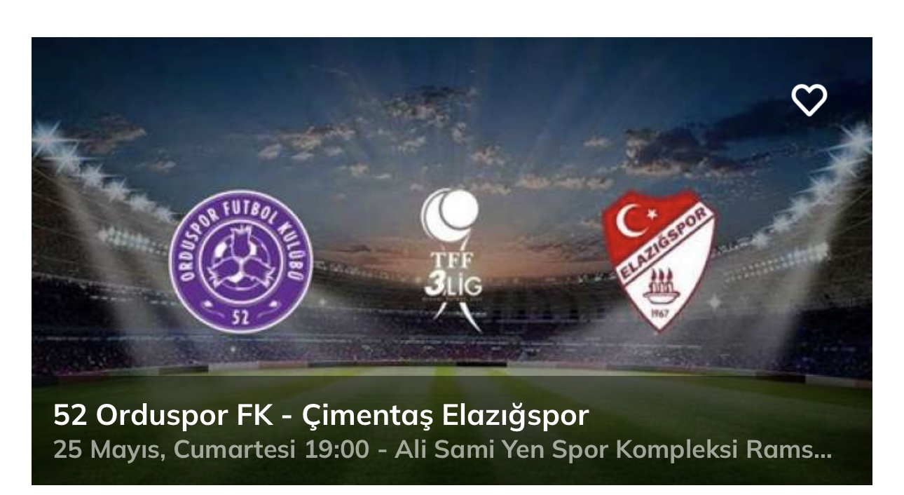  52 Orduspor Futbol Kulübü – Çimentaş Elazığspor Maçı Biletleri Satışa Çıktı